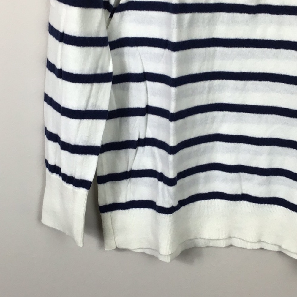 Old Navy M monogram cream & Navy blue stripe lightweight cotton sweater  Large - Picture 3 of 6